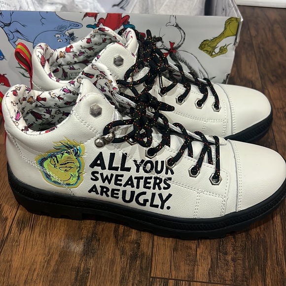 SKECHERS DR. SEUSS ALL YOUR SWEATERS ARE UGLY ROADIES BOOTS size 8 used once - Picture 4 of 15
